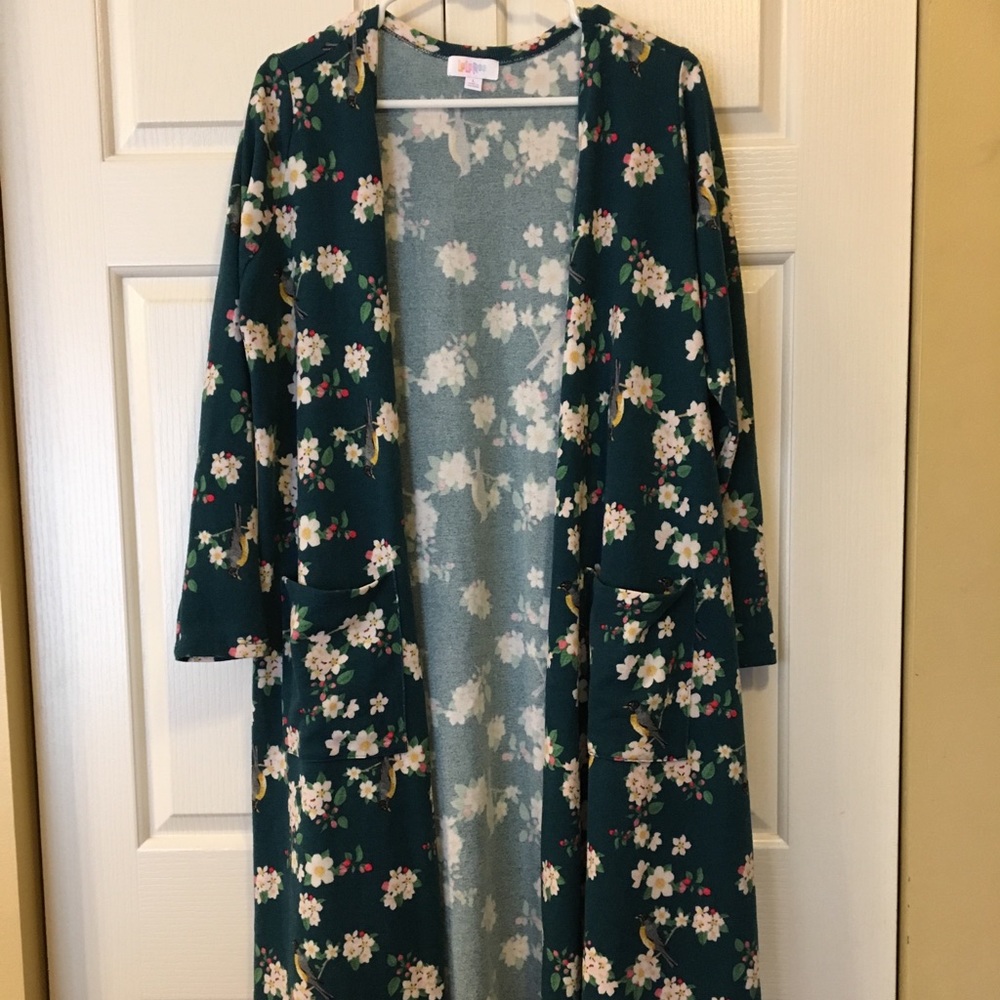 Lularoe Sarah- floral with birds EUC